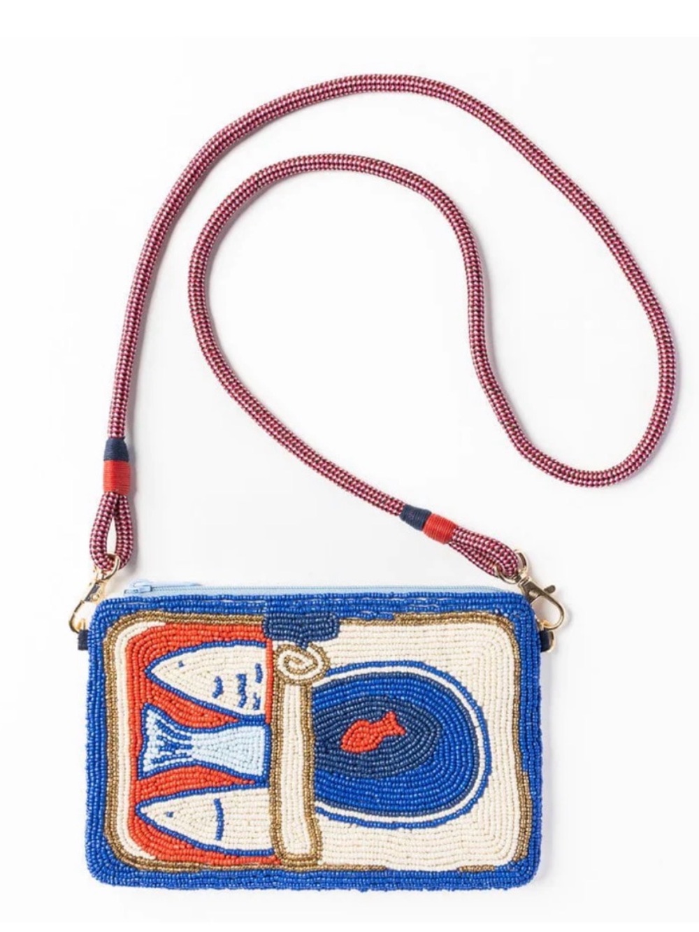 ink alloy LEILA SARDINE SEED BEAD CLUTCH WITH STRAP